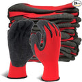 Evridwear Crinkle Latex Rubber Hand Coated Safety Work Gloves for Men Women General Multi Use Construction Warehouse Gardening Assembly Landscaping,Red Medium 12 Pairs Pack