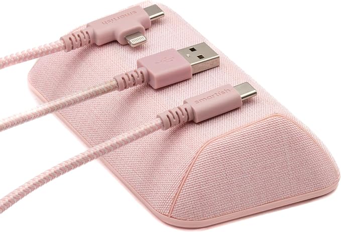 Smartish® Magnetic Cord Holder - Bigger Cable Wrangler Organizer with Magnet Clips for Charger Management on Desktop, Nightstand - Holds 6+ Cables - I'm Blushing