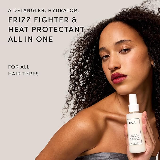 OUAI Leave In Conditioner & Heat Protectant for Hair - Prep Hair for Styling or Use as Detangling Spray to Fight Frizz & Flyaways - No Parabens, Sulfates or Phthalates (1.5 oz)