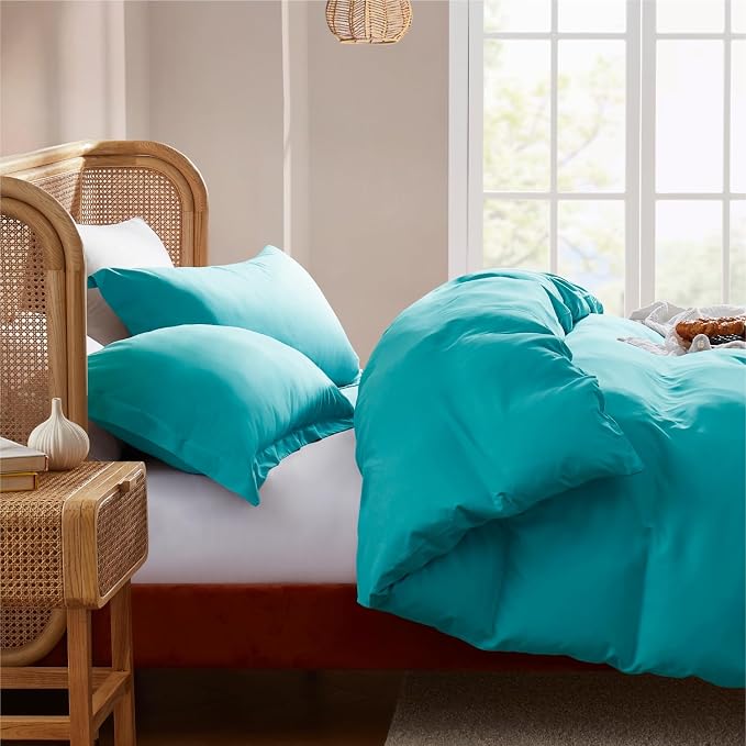 Nestl Teal California King Duvet Cover Sets - Soft Double Brushed Cal King Duvet Cover, 3 Piece, with Button Closure, 1 Duvet Cover 104x98 inches and 2 Pillow Shams