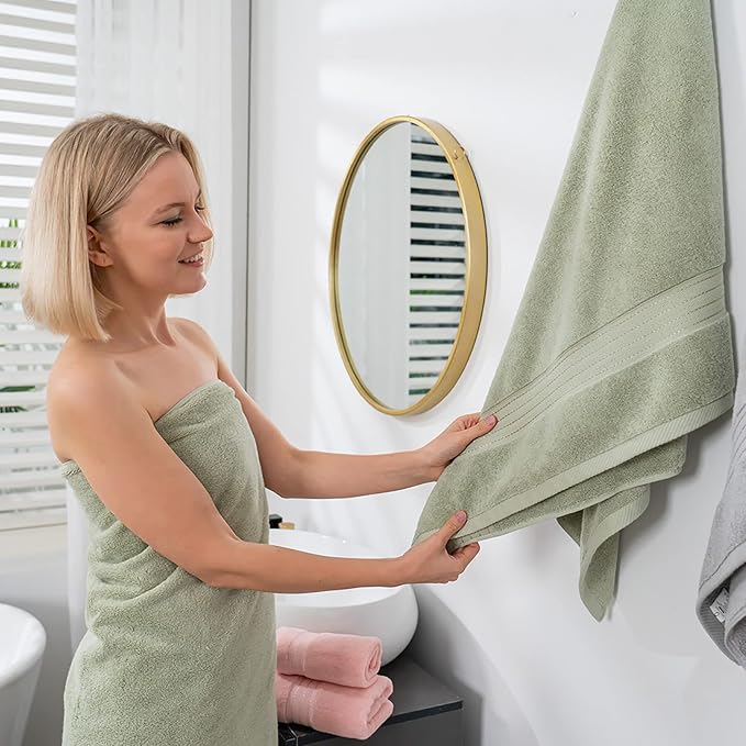 COZYART Luxury Bath Towels 2 PCS, Sage Green 100% Turkish Cotton 650 GSM | OEKO-Tex 100 Certified Zero Twist Ring Spun, Soft Absorbent Quick Dry, Plush Fluffy, Breathable Hotel Quality for Daily Use