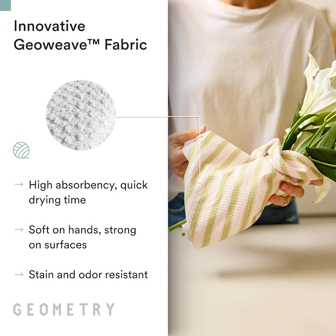GEOMETRY Tea Towels – Spring & Summer Collection – Quick-Dry, Ultra-Absorbent, Reusable Microfiber Kitchen Towels for Drying & Cleaning - Meadowlight - 3 Pack