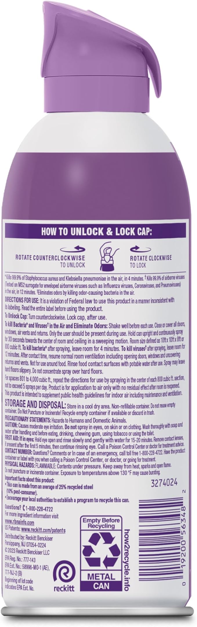Lysol Air Sanitizer with Bacterial Odor Eliminator for Home & Office, Air Freshener Alternative, Simple Fresh Scent, 10 oz (Pack of 3)