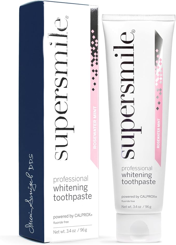 Supersmile Rosewater Mint Whitening Toothpaste, Fluoride-Free, 4.2 Oz | Calprox® Powered, Whitens 5.5 Shades in 7 Days, Moroccan Rosewater + Spearmint Blend, Veneer Safe, Sensitivity-Free