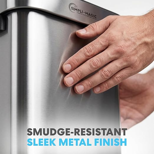 Simpli-Magic 18.5 Gallon (70L) Open Top Trash Can – Rectangular Commercial Trash Can – Smudge-Resistant, Easy to Clean, Non-Skid Base, Brushed Stainless Steel