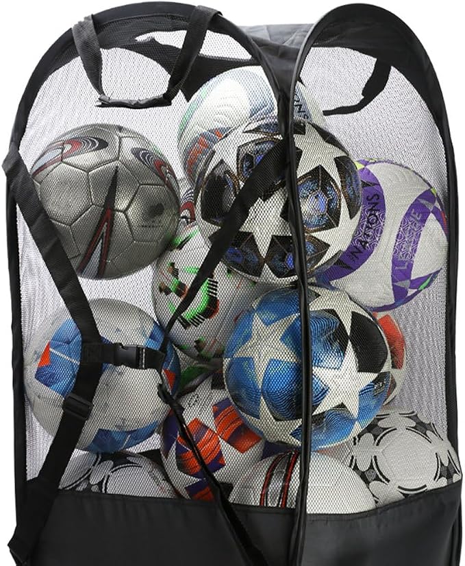 Soccer Ball Net Bag Large Capacity Laundry Basket Foldbale Football Bag for Basketball Volleyball Swimming Gear Organizer