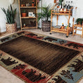 Black Bear Patchwork Pattern Rug for Dining Room Luxury Natural Wildlife Floor Carpet for Dorm Contemporary Cabin Bear Floor Mat 4'x6'