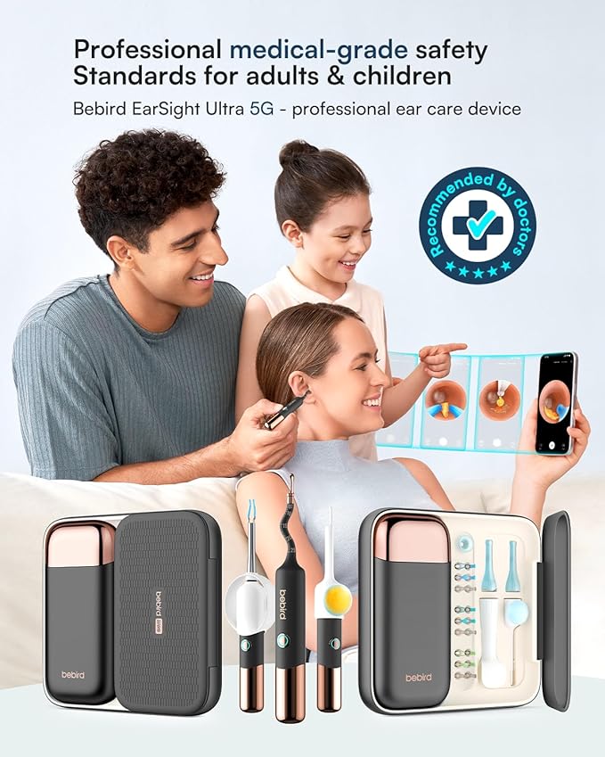 Bebird Earsight Ultra 2K Ear Wax Removal Tool Camera,Pain-Free Ear Cleaner with HD Otoscope,Visual Ear Pick Tweezers, Safe Silicone Tips,Ear Cleaning Kit for Family, FSA HSA Eligible (Starlight Black)