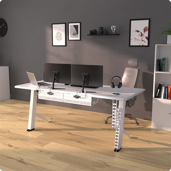 Ultimate Setup Under Desk Cable Management Vertebrae - Perfect for Sit Stand Desk - White, 133 cm