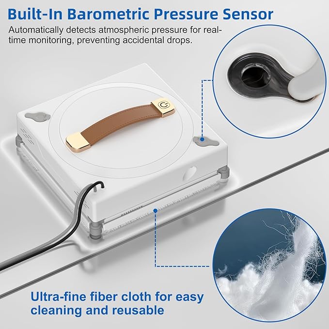 Lcoco&Dream Window Cleaning Robot 3000Pa Suction, Automatic Glass Cleaner with Dual Water Spray and with Automatic Anti Fall Protection Smart Cleaning Paths for Windows Tiles Marble and Wood