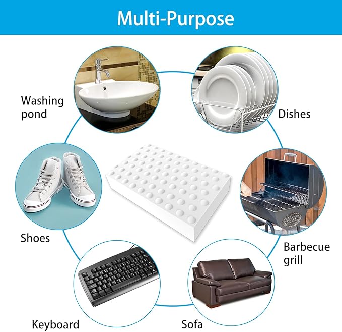 SmilinFit Magic Sponge Erasers, 50 Pack 2X Density Stronger Melamine Sponge Foam Pads, Multi-Functional Household Cleaning Supplies Cleaner for Kitchen, Bathroom, Bathtub, Sink, Wall Cleaner