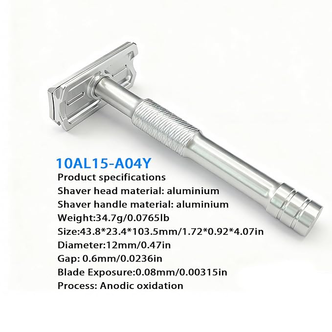 KAMPFE Shaving Razor CNC Aluminum Double Edge Safety Razor Contains 5 Blades.Perfect Fixed Shaving Angle With Superior Blade Rigdity.Mild Type Reusable Single Blade Razors for Men and Women (silvery1)