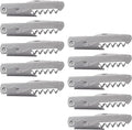 10 Valencia Stainless Steel Wine Bottle Openers Set - Corkscrew, Serrated knife, Perfect for Bars - Silver