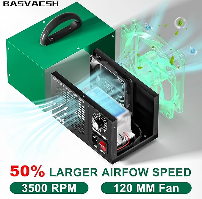 Ozone Generator 45,000mg/h, Home/Industrial O3 Car Deodorizer. Ozone Machine Air Ionizer Ozone Odor Eliminator for Strong Odor. Odor Eliminator for Home, Car, Pet. Room Deodorizer For 2500 sq ft.