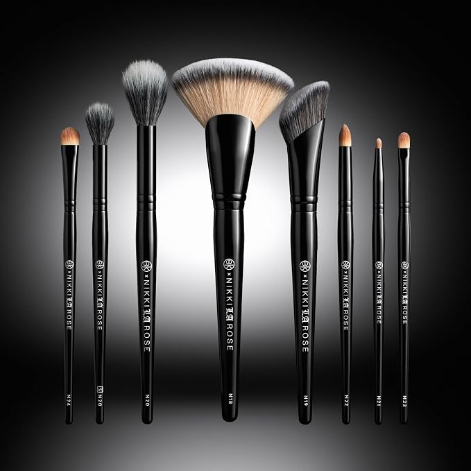 BK BEAUTY Nikki La Rose Pro Artist Brush Set Vol. 2 (8PC) – Celebrity MUA Designed Makeup Brushes for Contour, Coverage, Powder, Blush & Eye Detailing | Vegan, Cruelty-Free, Ultra-Soft Bristles