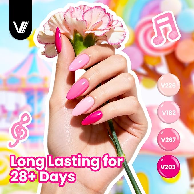 VANREESA 24 Pcs Gel Nail Polish Set -Trendy Colors Gel Polish with Base Coat & 4 Effects of Top Coat White Nude Pink Orange Yellow Green Blue Purple Black Gel Polish Set Nail Kit Gifts for Women Girls