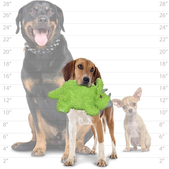 MIGHTY® 2 Pack Microfiber Medium Triceratops Dog Toys | Ultra Durable Plush Toy with Multiple Layers & Reinforced Seams , Washable and Floats , Mighty® Construction