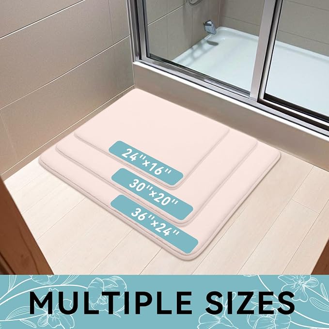Smiry Memory Foam Bath Mat 70x24, Extra Soft and Absorbent Bathroom Mats, Non Slip Washable Carpet for Floor, Shower and Tub, Pink