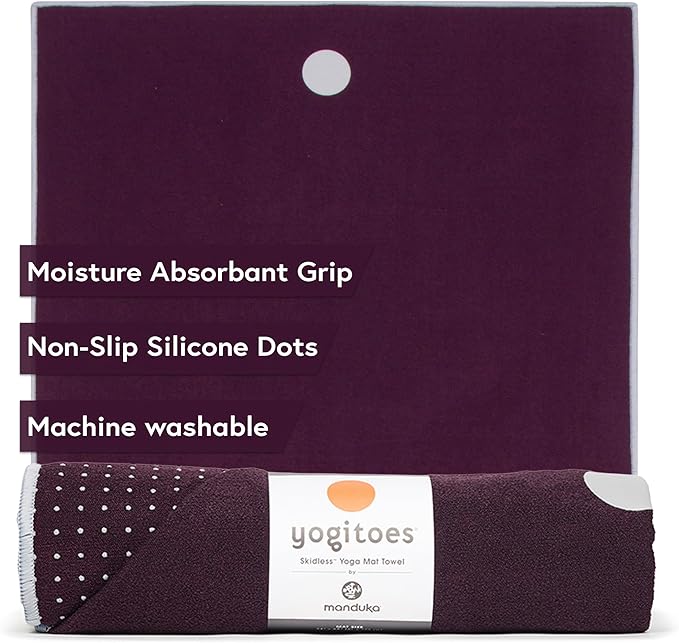 Manduka Yogitoes Hot Yoga Mat Towel - 79" | Moisture Activated Grip | Patented Silicone Nubs | Highly Absorbent, Durable & Easy Care | Made from Recycled Materials | 79 x 24 Inches | Indulge