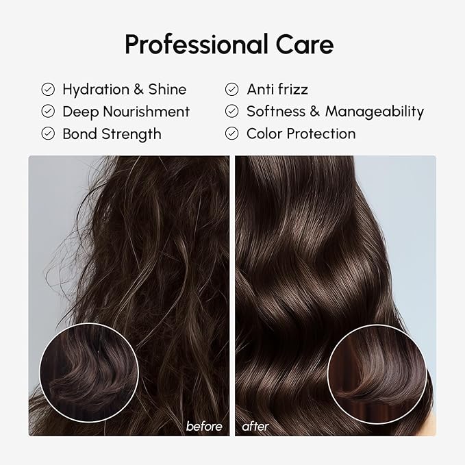 MAREE Deep Conditioning Hair Mask for Damaged Hair Treatment – Keratin Hair Care for Hydrating Growth Repair Moisturizing – Dry Curly Color Refreshing – 6.7 Fl Oz, Brown