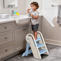 Onasti Toddler Step Stool with Handles, Adjustable Kids Stool Converts from 3-Step to 2-Step, Non-Slip and Anti-Tip Design for Safer Potty Training, Bathroom Sink and Kitchen Counter- Blue