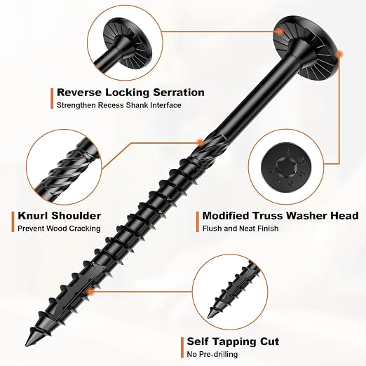 #14 Wood Screws Assortment Kit, 480Pcs Star Drive Decking Wood Screws, Rust Resistant Timber Screws for Timber/Log/Landscaping(2-7/8", 3", 4", 4-1/2", 5", 6", 8")