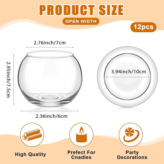 12 Pcs Fish Bowl Bubble Vase Bulk,3.5" h X 3.94" w