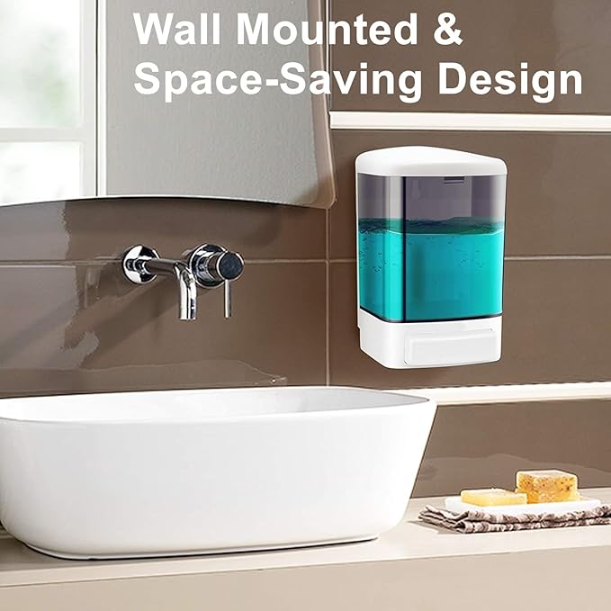 6-Pack Soap Dispenser Wall Mount 1000ml (33.8oz) –Commercial Heavy-Duty Plastic Liquid Dispenser for Soap,Shampoo, Hand Sanitizer– Manual Pump for Bathroom, Kitchen, Restaurant,Hotel (1000ml)