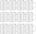TANGLONG Sublimation Mugs Blank, Tazas Para Sublimacion, White Ceramic Sublimation Cups, Bulk Mugs for Coffee, Tea, Latte, Soup, Milk, Hot Cocoa 11 oz Set of 12