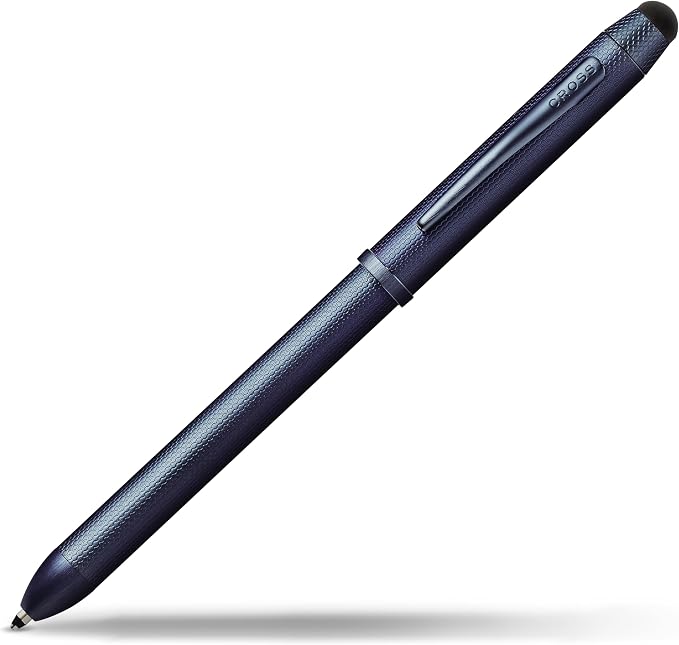Cross Tech3+ Dark Blue PVD Multifunction Pen - Multifunctional Pen & Pencil for Versatile Use - Multiple Writing Tips - 2-Way Rotation Mechanism - Built-In Stylus - Corporate Gifts - Black Ink