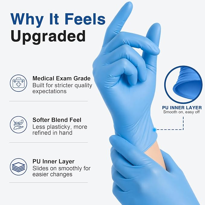 Schneider Blue Vinyl Synthetic Exam Gloves, Case of 1000, 4-mil, Powder-Free, Latex-Free, Non-Sterile, Disposable Gloves