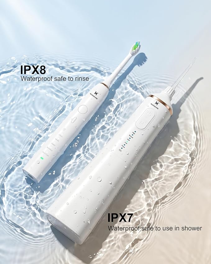 Upgraded Pro Dental Care Kit: 5-Mode Water Flosser & 50,000 VPM Sonic Electric Toothbrush | Premium Oral Clean Set with Enhanced Cleaning Modes, Larger Tank & Refined Design for Advanced Gum Health