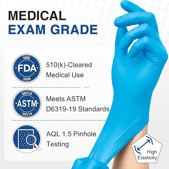 Schneider Medical Nitrile Exam Gloves, Powder-Free, Latex-Free, Disposable Gloves for Medical Use, Cleaning and Food Prep