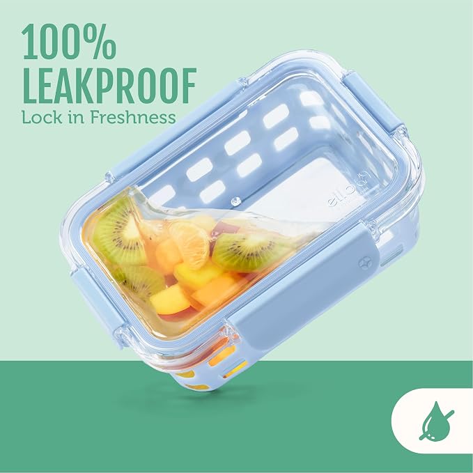 Ello Duraglass 3.4 Cup Glass Meal Prep Containers, 10 Pc, 5 Pack, Olive Tree