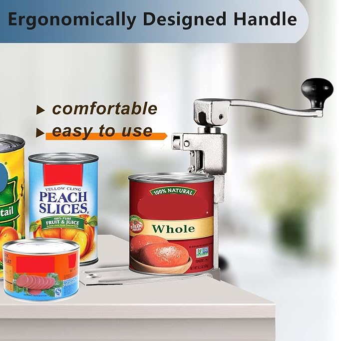 Commercial Manual Counter-Mounted Can Opener Heavy Duty for #10 Cans | Industrial Can Opener for Big Cans Up to 11" – Stainless Steel Blade & Base – Compatible with 11100–Restaurant & Home Kitchen