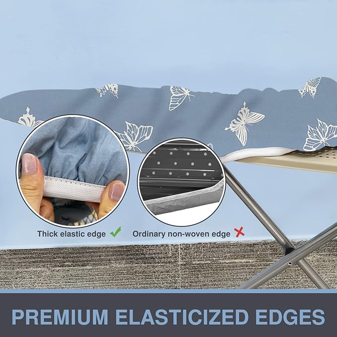 VividPaw Ironing Board Cover and Pad, Standard Size 15x54, Thick Padding, Elastic Edge, Resist Scorching, Adjustable Fastener, Heavy Duty Floral Iron Board Covers (Butterfly)