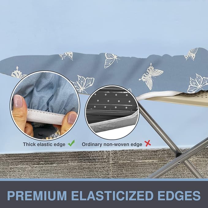 VividPaw Ironing Board Cover and Pad 18x49, Extra Wide, Thick Padding, Elastic Edge, Silicone Coated, Resist Scorching, Heavy Duty Iron Board Covers (Butterfly, 18" x 49")