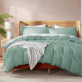 Nestl Sage Green Duvet Cover Full Size - Soft Double Brushed Full Size Duvet Cover Set, 3 Piece, with Button Closure, 1 Duvet Cover 80x90 inches and 2 Pillow Shams