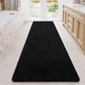LOCHAS Luxury Bathroom Rug Shaggy Bath Mat 24 x 80 Inch, Black | Washable Non Slip Bath Rugs for Bathroom Shower, Soft Plush Chenille Absorbent Carpets