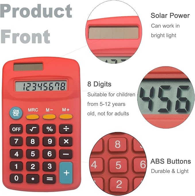 Calculators Bulk,Calculator Small (C, Set of 30) | 8 Digit Dual Power Portable Pocket Size Desktop Handheld for Classroom Desktop Home