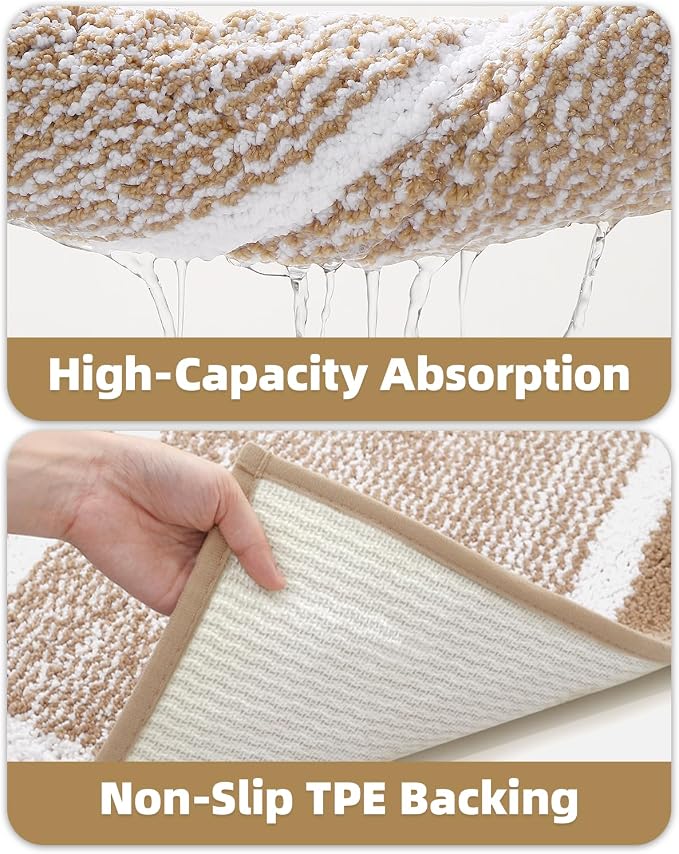 Color&Geometry Small Bath Mats for Bathroom Simple and Stylish, 16"x24" Khaki Bathroom Rugs, Non Slip, Absorbent, Soft, Washable, Microfiber Bathmat Shower Mat Outside Shower
