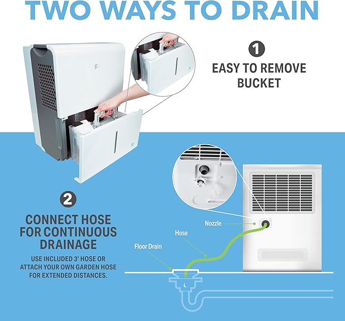 Perfect Aire 50-Pint, 4,500 Sq. Ft. ENERGY STAR Dehumidifier With Continuous Drainage Option, Ultra-Quiet Operation - Ideal for Small Rooms & Basements