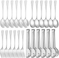 Serving Utensils Set, 24-Piece Large Stainless Steel Serving Spoons and Forks for BBQ, Buffets, Catering, Parties, Weddings, Restaurants - Silver