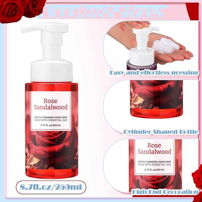 6 Pack Spring Foaming Hand Soap with Pump Care Moisturizing Liquid Gentle Foam Hand Wash Mother's Day Appreciation Gifts Bulk for Kitchen Bathroom Gifts for Teacher Nurse Doctor Employee, 8.75 Fl. oz