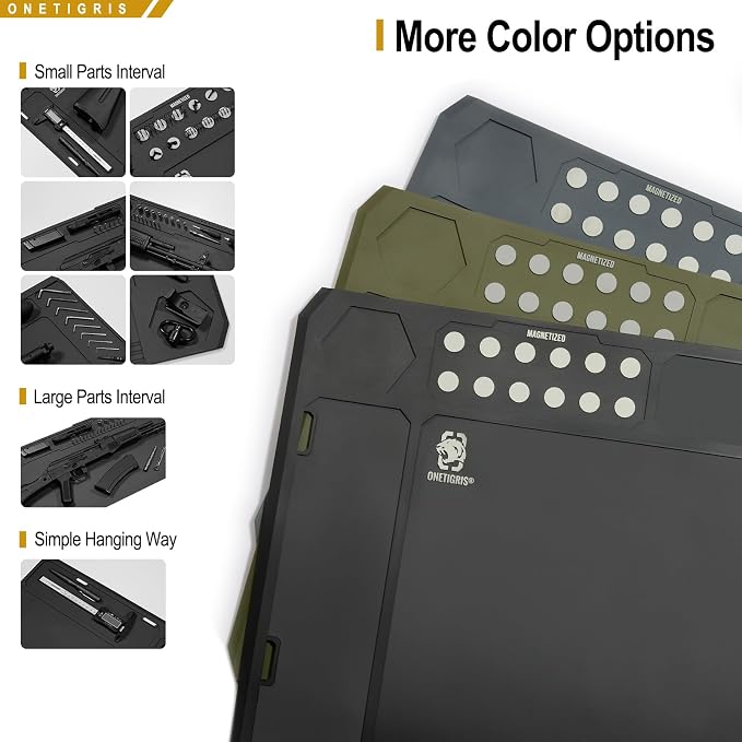 OneTigris Gun Clean Mat Magnectic for Table, Extra Large 48"x16" Anti-Slip Rubberized Repair Mat for Gun Parts, Protects Work Surface from Solvents and Oils