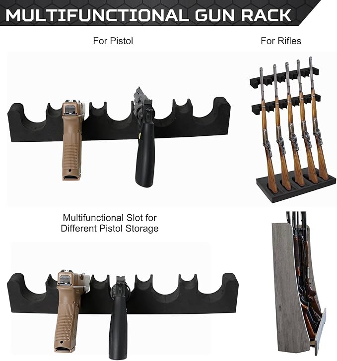 OCQOTAT Gun Rack for Gun Storage, Gun Safe Accessory for Shotguns, Gun Holder in Gun Cabinet, Shotgun Rest, Foam Material with Magnetic Strip and Hook Strip, Gifts for Hunters