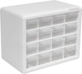 Akro-Mils 16-Drawer Plastic Storage Cabinet, 10.5"W x 6.5"D x 8.5"H, White | Plastic Cabinet w/ Drawers for Garage Organization, Beads, Makeup Organizer, Building Bricks Storage, Teacher Toolbox, 10116