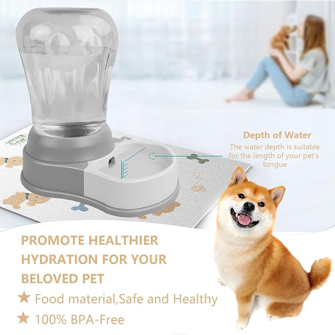 STALTWO 1.6 Gallon Automatic Dog Water Dispenser, Non-Slip Mat, BPA-Free | Pet Water Dispenser, Large Capacity Water Feeder for Cats and Dogs, Refill Less Often