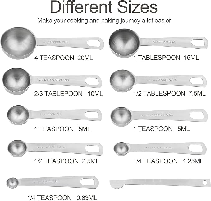 Measuring Cups and Spoons Set, 18/8 Stainless Steel Measuring Cups and Spoons Set for Kitchen & Baking, Heavy Duty Metric & US 8 Measure Cups & 9 Spoons & 1 Leveler