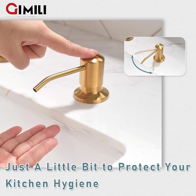 GIMILI Brushed Gold Kitchen Faucet with Soap Dispenser, Single Handle Spring Pull Out Kitchen Sink Faucets with Pull Down Sprayer